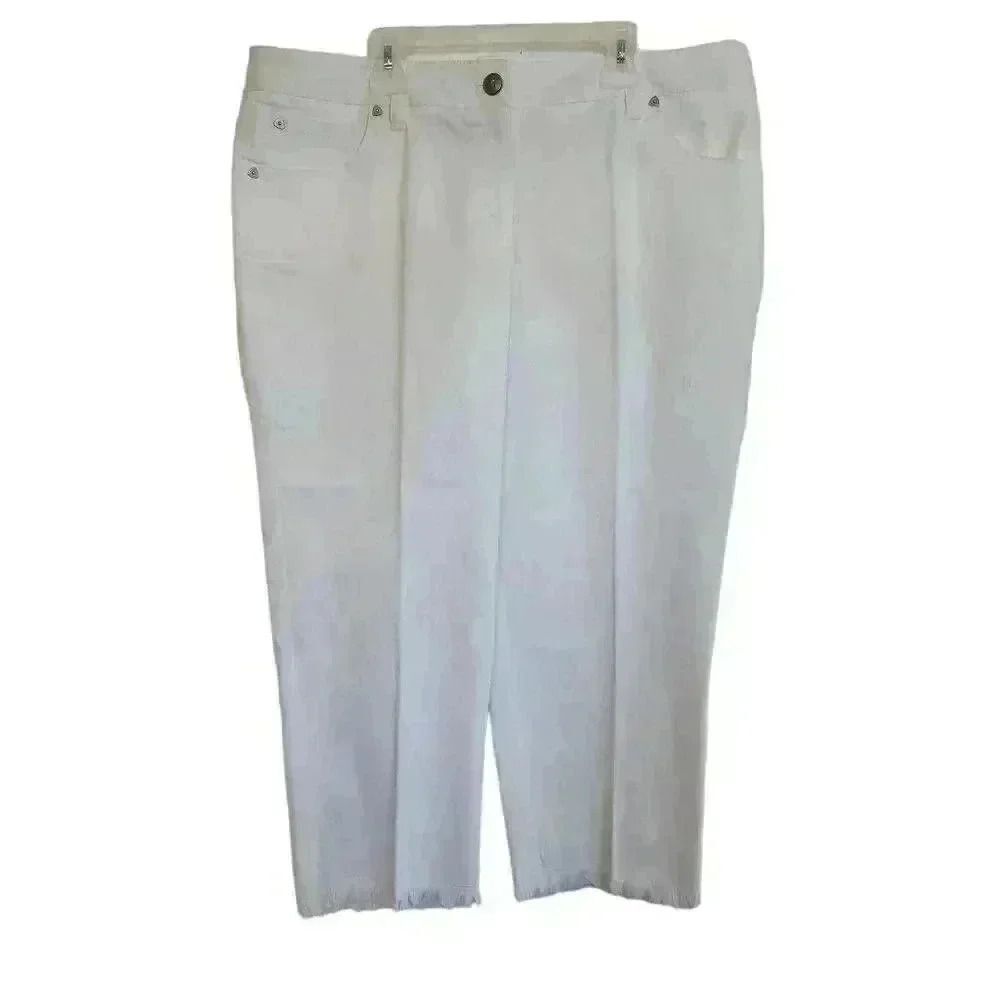 Zac & Rachel White Cotton/Poly/Spandex Raw Hem Jeans NEW